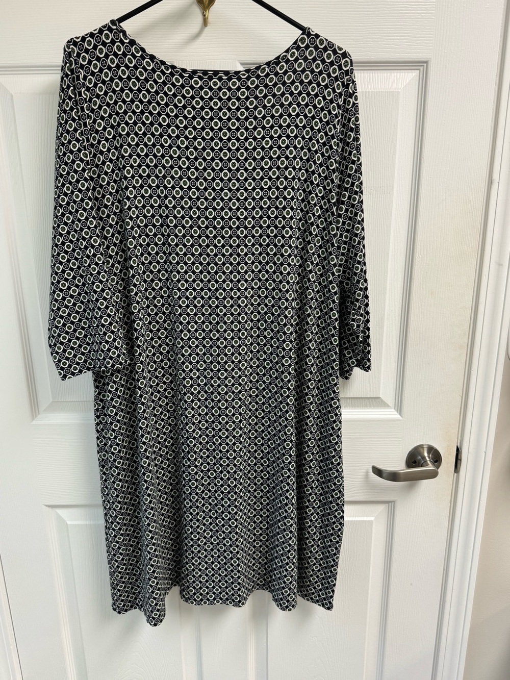 J Jill Women's Black & Green Geometric Patterned Shift Dress 2XL - Picture 2 of 15